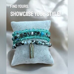 Inspire Turquoise and Black Beaded Bracelet Set